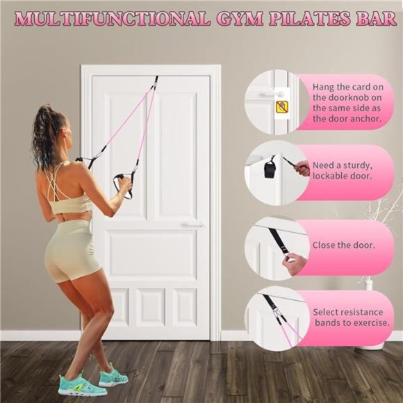 Pilates Bar Kit with Resistance Bands,Pilates Bar with Stackable Bands Workout - Picture 4 of 7